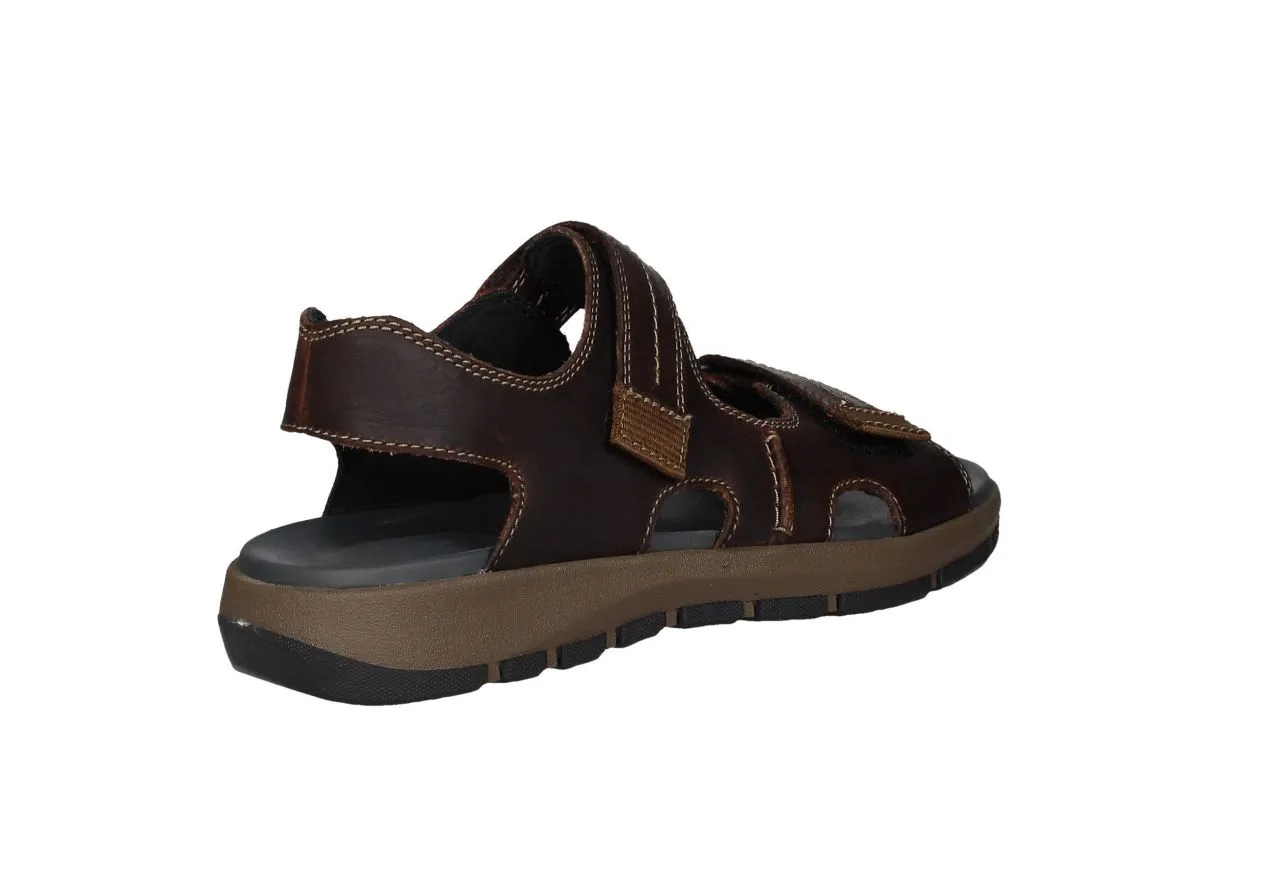 Sandalia Piel Marron 2 Tiras Velcro Pespuntes