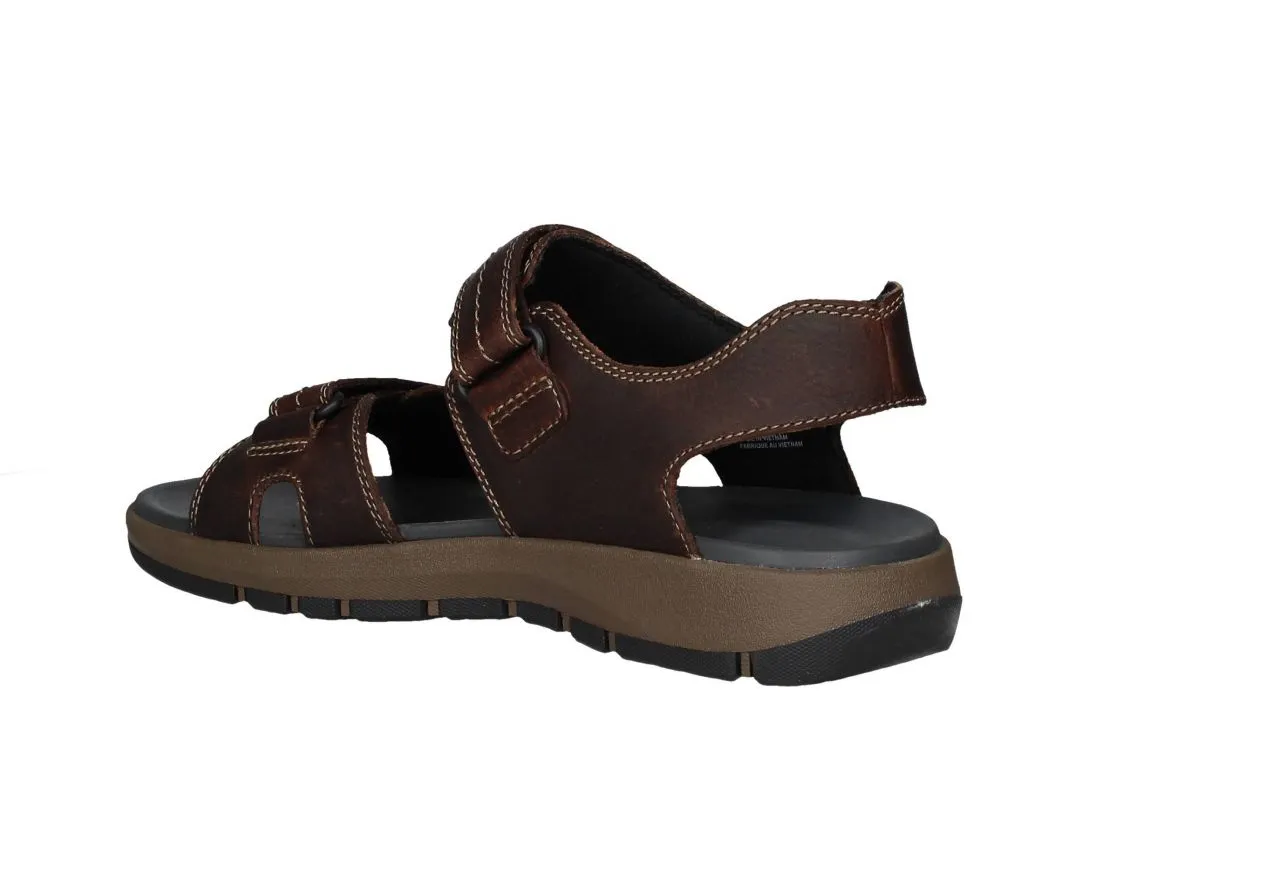 Sandalia Piel Marron 2 Tiras Velcro Pespuntes