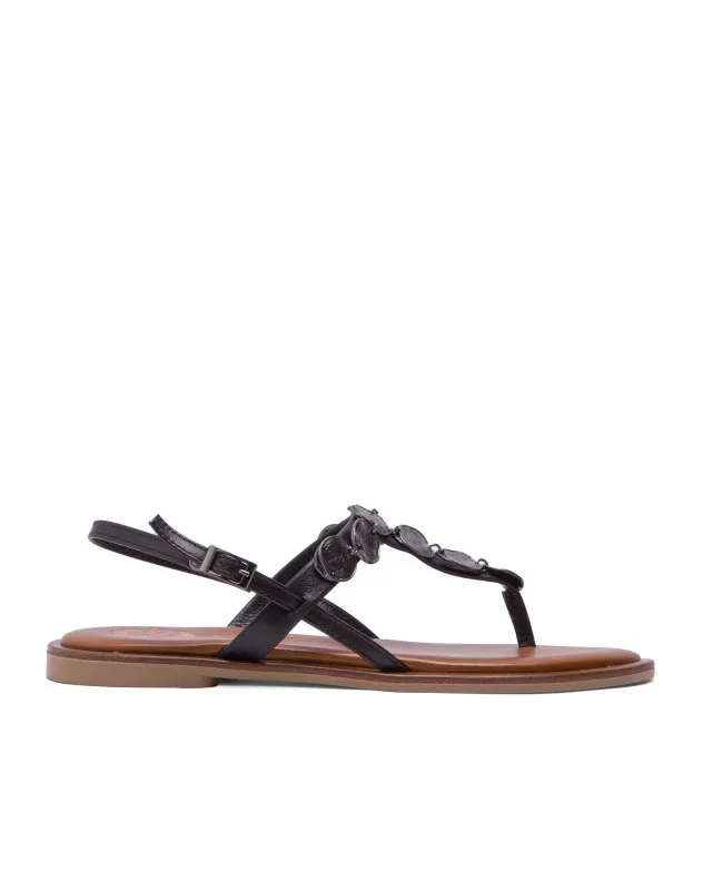 SANDALIA PLANA PIEL NEGRO ANTONELLA