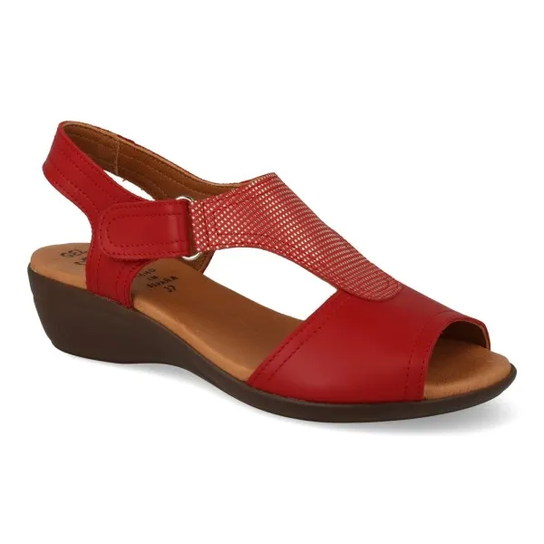 SANDALIAS COMODAS MUJER PIEL MOD. AMADA ROJO