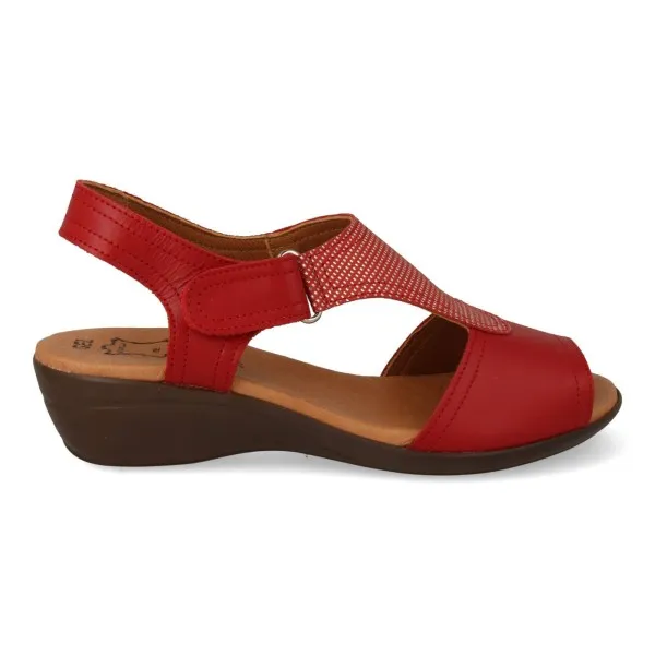 SANDALIAS COMODAS MUJER PIEL MOD. AMADA ROJO