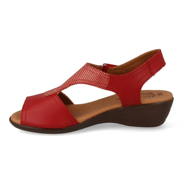 SANDALIAS COMODAS MUJER PIEL MOD. AMADA ROJO