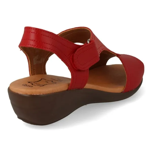 SANDALIAS COMODAS MUJER PIEL MOD. AMADA ROJO