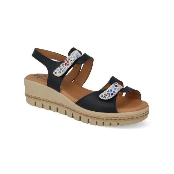 SANDALIAS CUÑA MUJER MOD. GARNET MARINO
