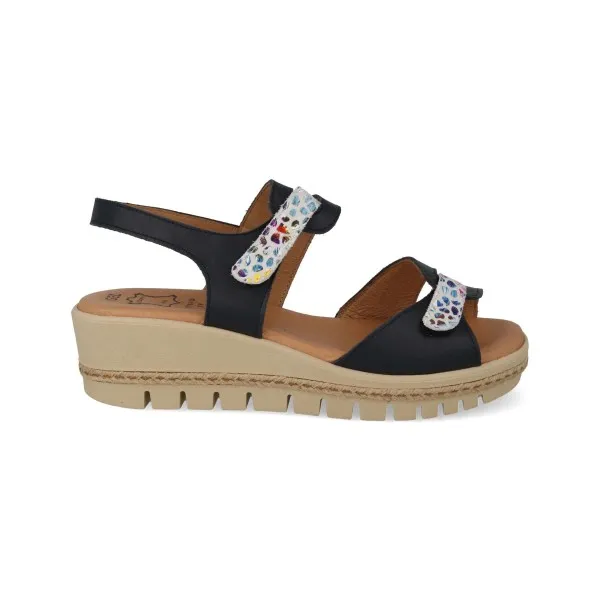 SANDALIAS CUÑA MUJER MOD. GARNET MARINO