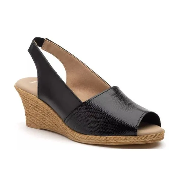 SANDALIAS CUÑA NEGRAS COMODAS PIEL MOD. TIERRA NE