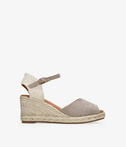 Sandalias taupe con cuña de esparto