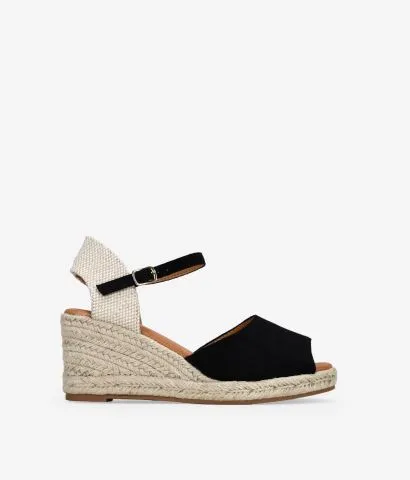 Sandalias taupe con cuña de esparto