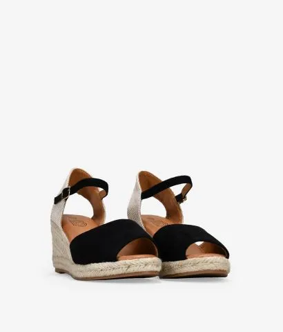 Sandalias taupe con cuña de esparto