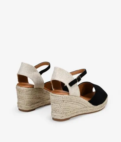 Sandalias taupe con cuña de esparto