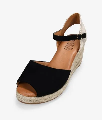 Sandalias taupe con cuña de esparto