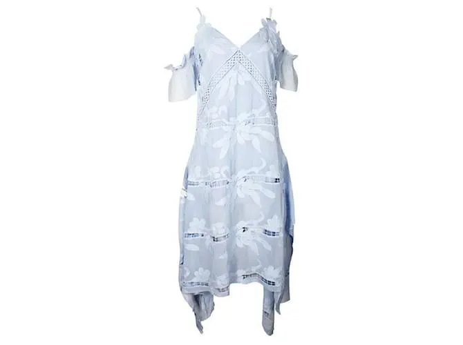 SELF PORTRAIT VESTIDO MIDI CON BORDADO FLORAL CELESTE DE SELFPORTRAIT 