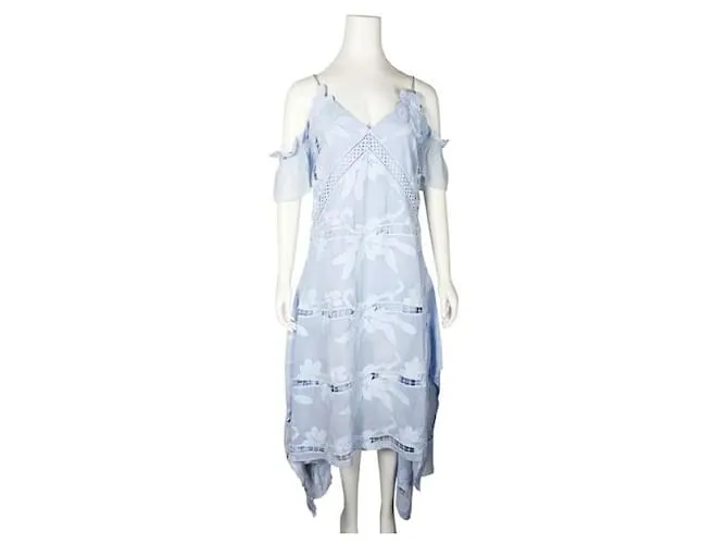 SELF PORTRAIT VESTIDO MIDI CON BORDADO FLORAL CELESTE DE SELFPORTRAIT 