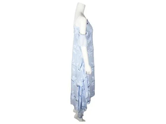 SELF PORTRAIT VESTIDO MIDI CON BORDADO FLORAL CELESTE DE SELFPORTRAIT 