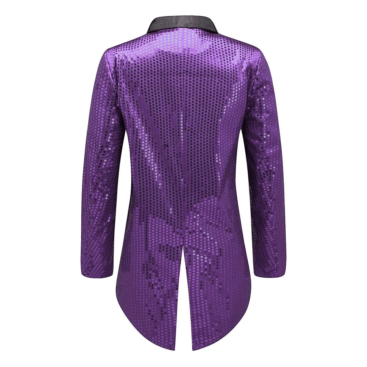 Sliktaa Mens Sequin Swallowtail Suit Jacket Party Show Tux Dress Coat