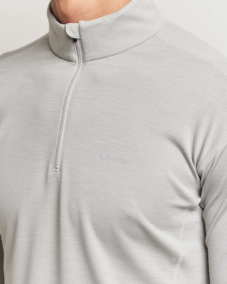 SNOW PEAK WOOL BLEND HALF ZIP TSHIRT ICEGREY