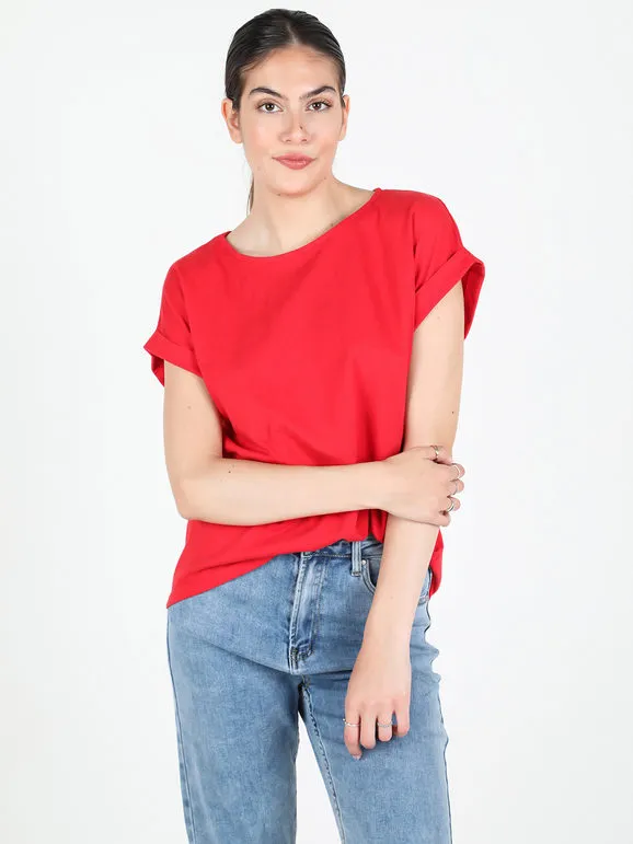 Solada Camiseta de mujer de manga corta con botones en la espalda