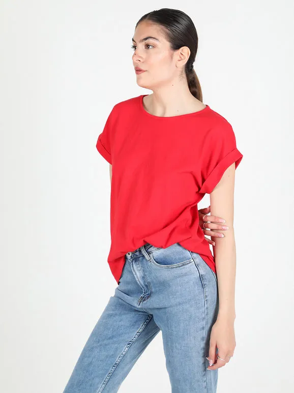 Solada Camiseta de mujer de manga corta con botones en la espalda