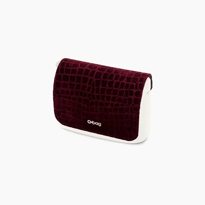 Solapa de terciopelo con estampado cocodrilo burdeos O pocket