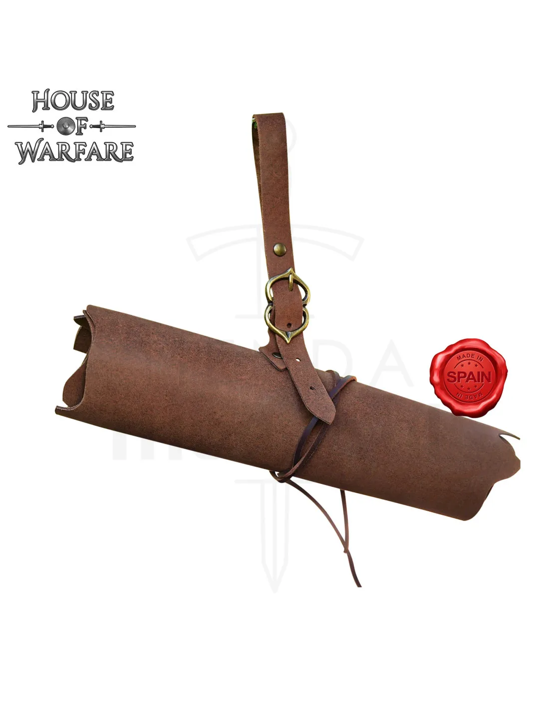 Soporte de cuero marrón para pergamino medieval