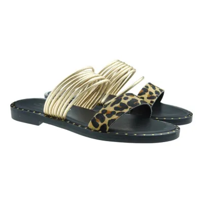 S.PIEROSANDALIAS MULTITIRAS S.PIERO ESTAMPADO LEOPARDO Y DORADO E2061