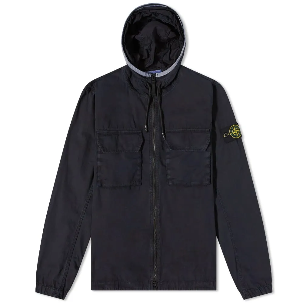 Stone Island Garment Dyed Hooded Shirt Jacket