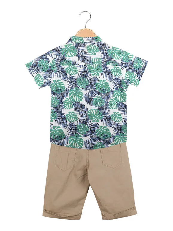Street Porter Conjunto de 2 piezas para niño con camisa de flores y bermudas.