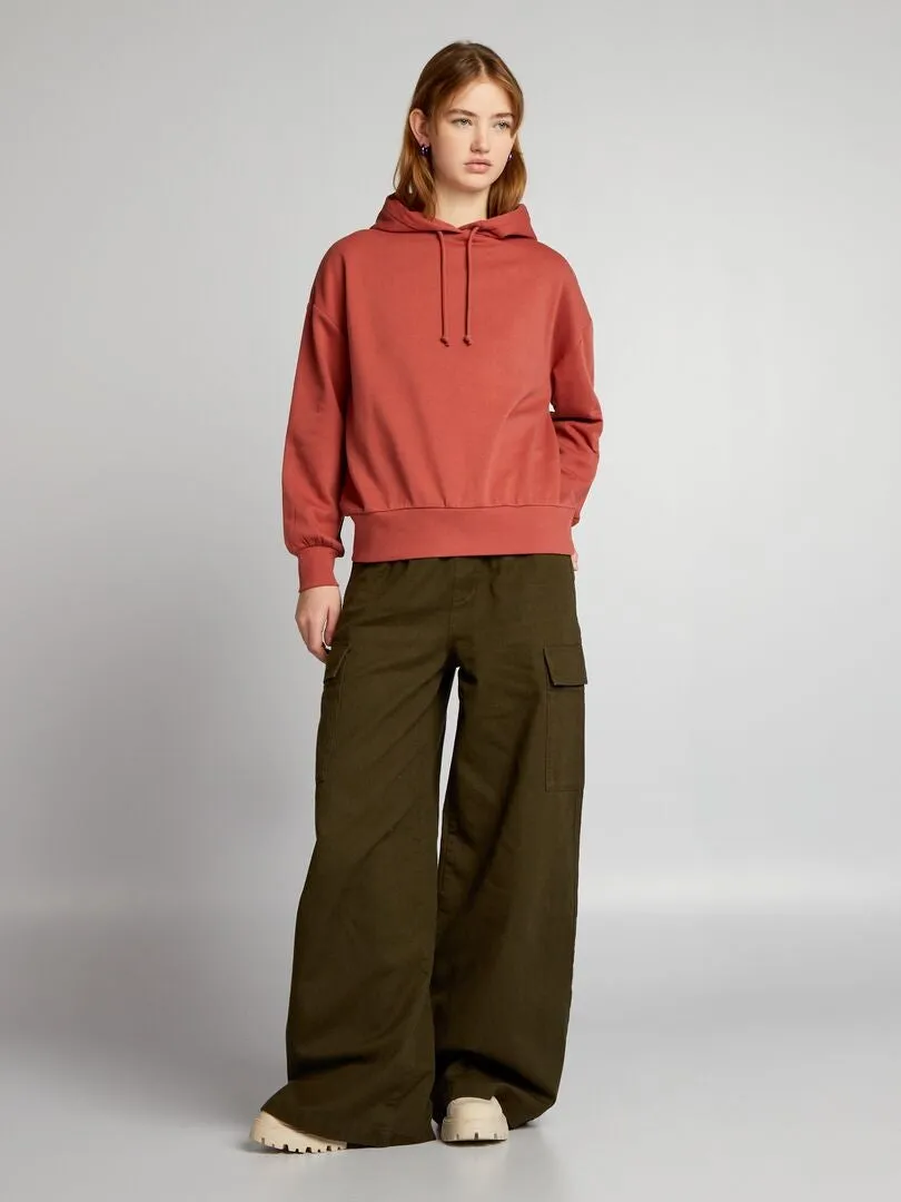SUDADERA CON CAPUCHA ESTAMPADA  ROJO