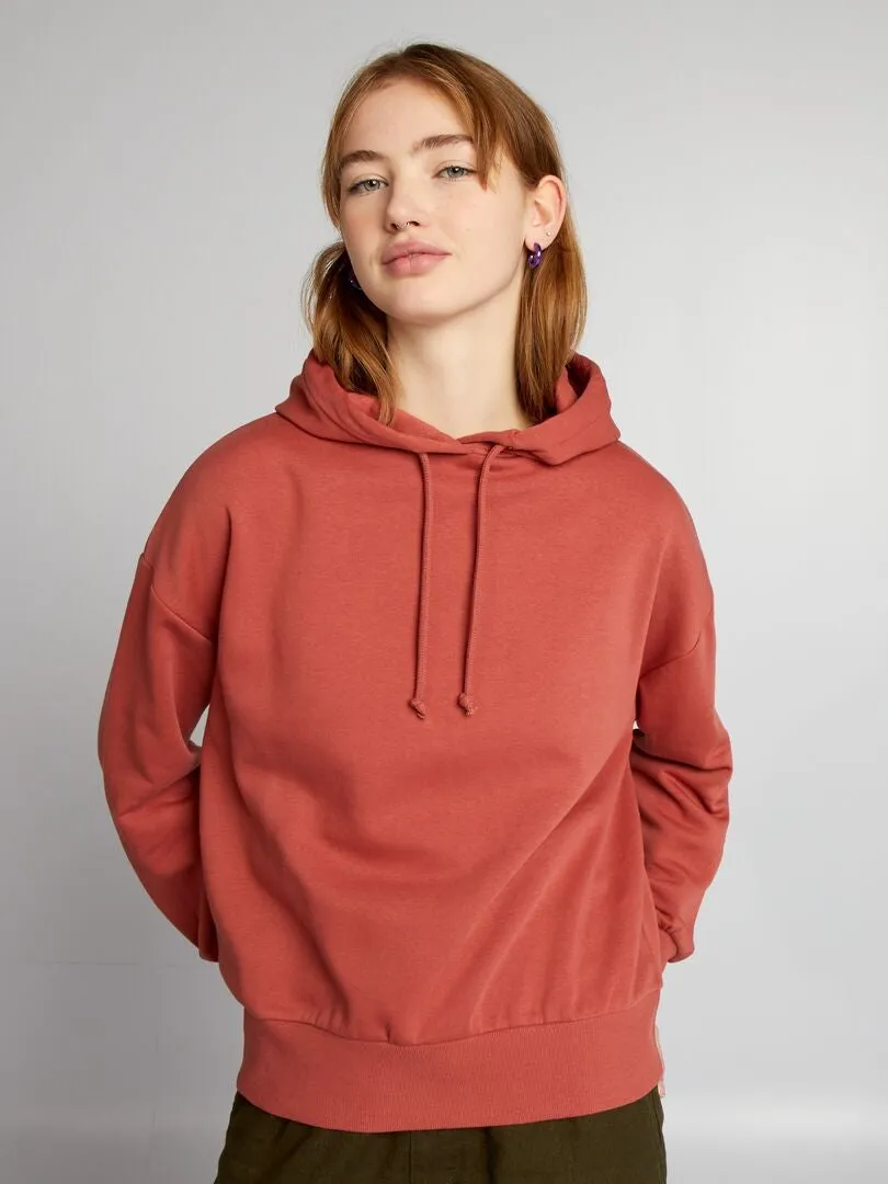 SUDADERA CON CAPUCHA ESTAMPADA  ROJO