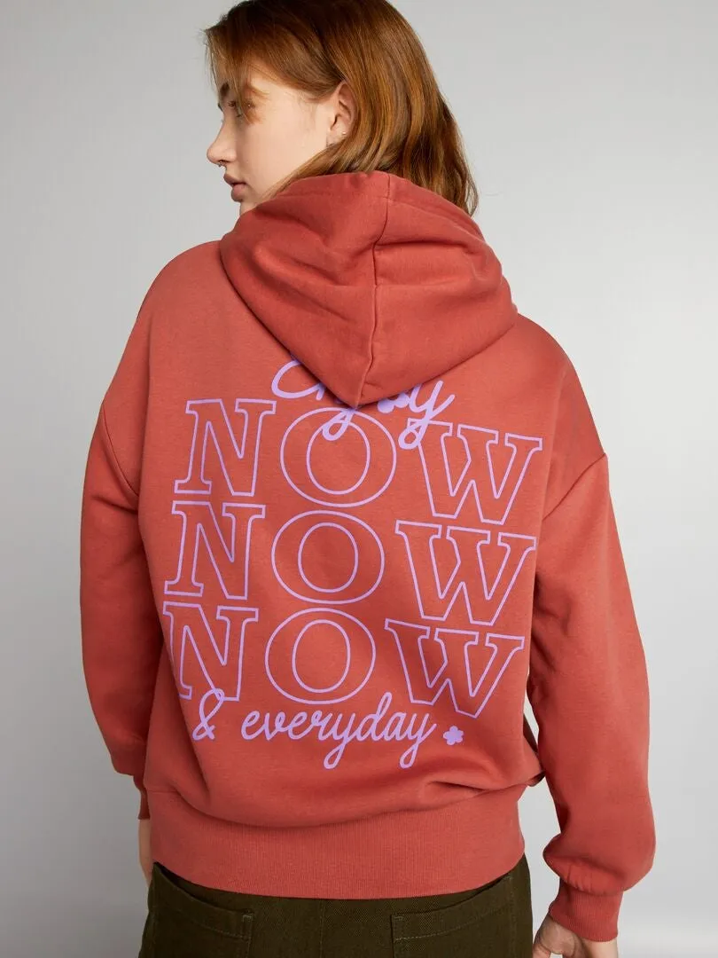 SUDADERA CON CAPUCHA ESTAMPADA  ROJO