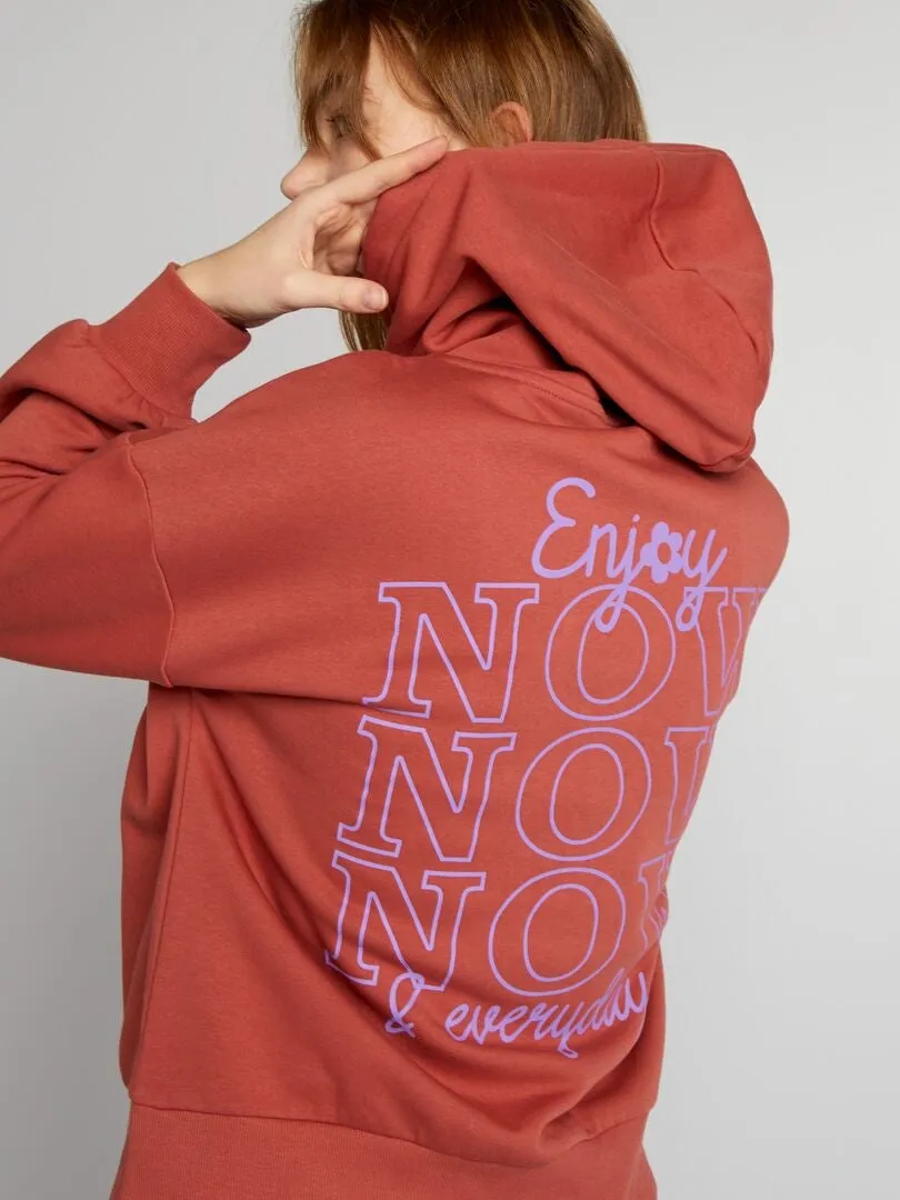 SUDADERA CON CAPUCHA ESTAMPADA  ROJO