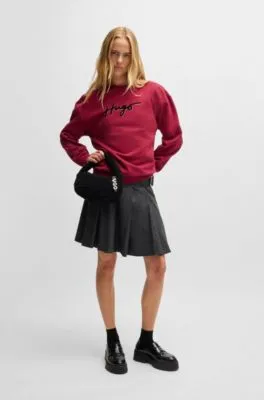 Sudadera de felpa de algodón con estampado flocado y estrás