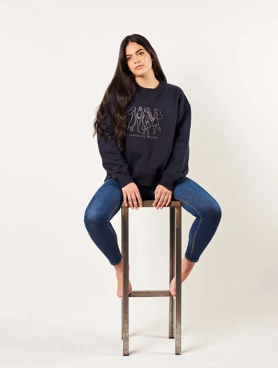 Sudadera feminista azul de algodón orgánico