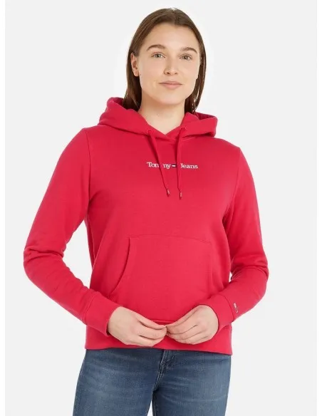 SUDADERA TOMMY HILFIGER ROSA LOGO FRONTAL CAPUCHA  ECOOL