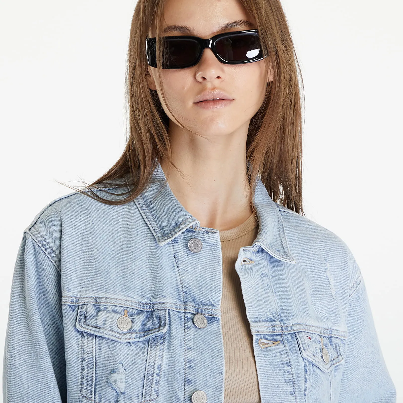 Tommy Hilfiger Mom Classic Flag Jacket Denim Light