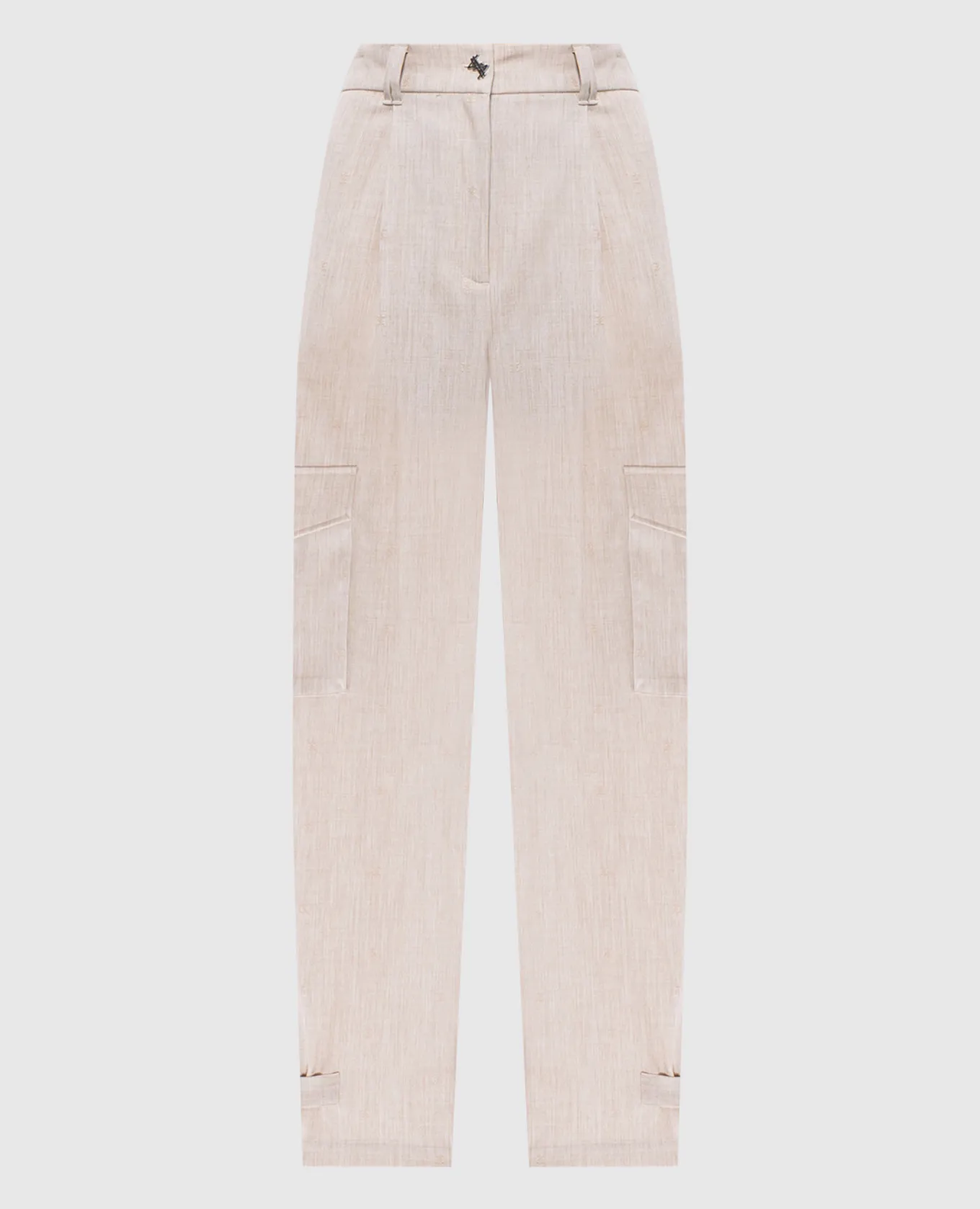 Twinset Actitude Beige cargo pants with branded embroidery