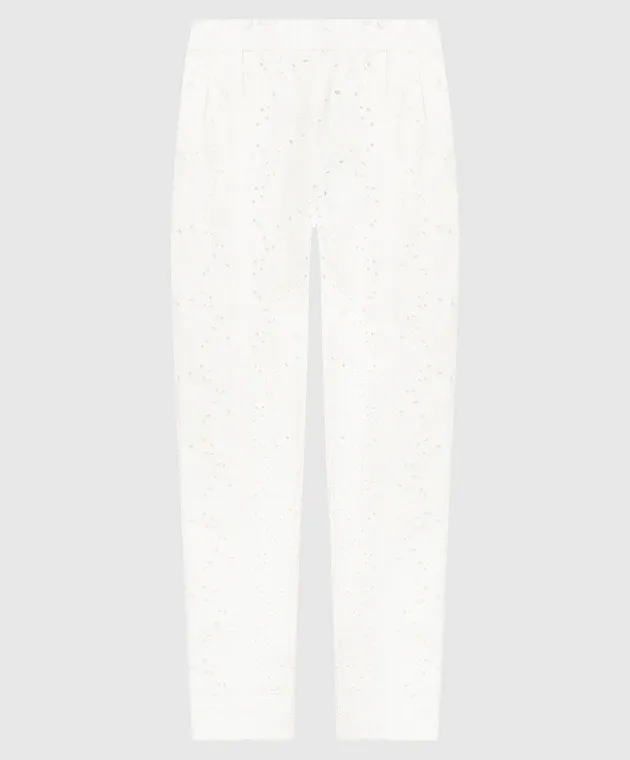 Twinset White pants with broderie embroidery
