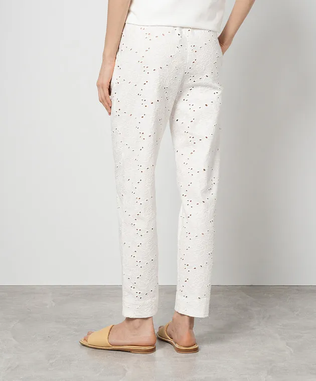 Twinset White pants with broderie embroidery