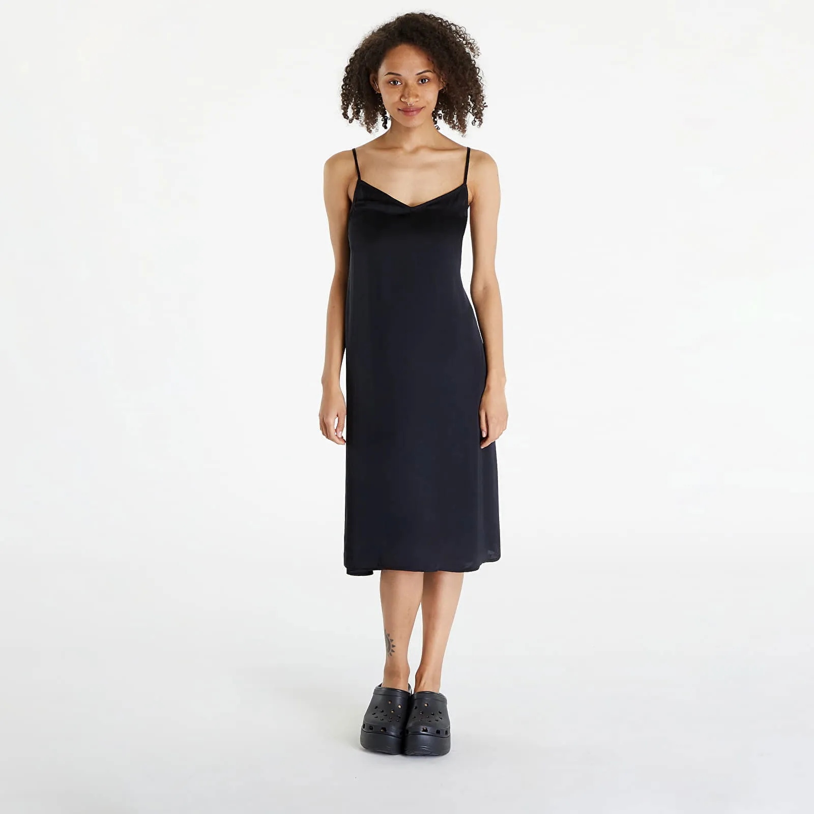 Urban Classics Dresses Ladies Viscose Satin Slip Dress Black
