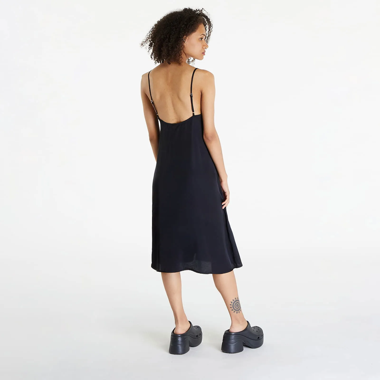 Urban Classics Dresses Ladies Viscose Satin Slip Dress Black