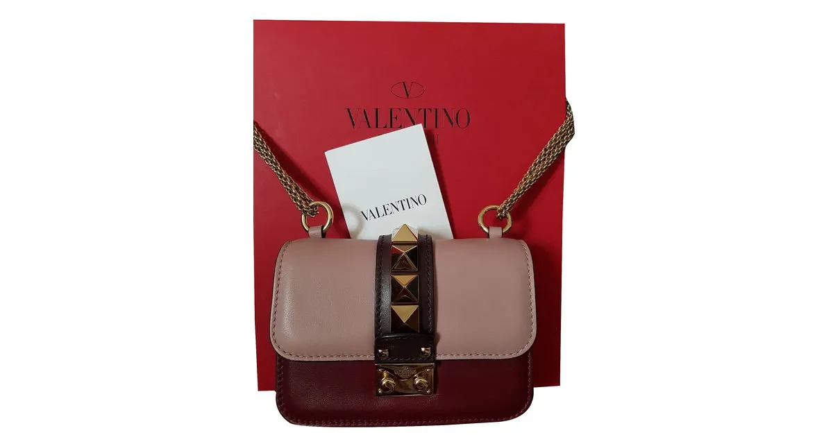 Valentino Mini BLOQUEO DE GLAM Rosa Burdeos 