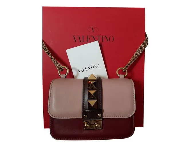 Valentino Mini BLOQUEO DE GLAM Rosa Burdeos 