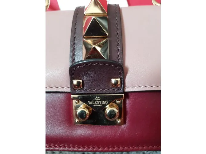 Valentino Mini BLOQUEO DE GLAM Rosa Burdeos 