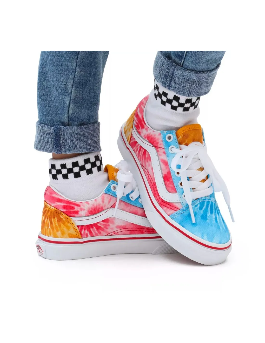 VANS OLD SKOOL TIE DYE BLOCK  MULTI/TRUE WHITE  ZAPATILLAS SKATE PARA NIñOS