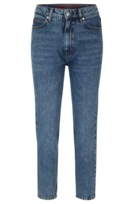 Vaqueros estilo mom relaxed fit de denim rígido azul