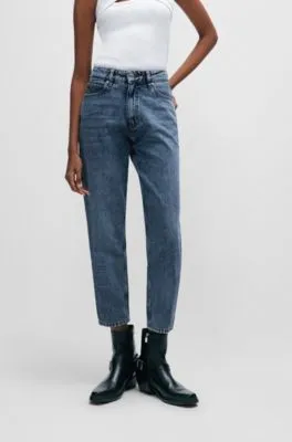 Vaqueros estilo mom relaxed fit de denim rígido azul