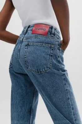 Vaqueros estilo mom relaxed fit de denim rígido azul