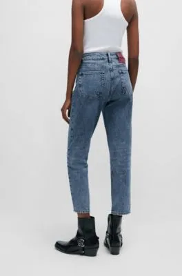 Vaqueros estilo mom relaxed fit de denim rígido azul