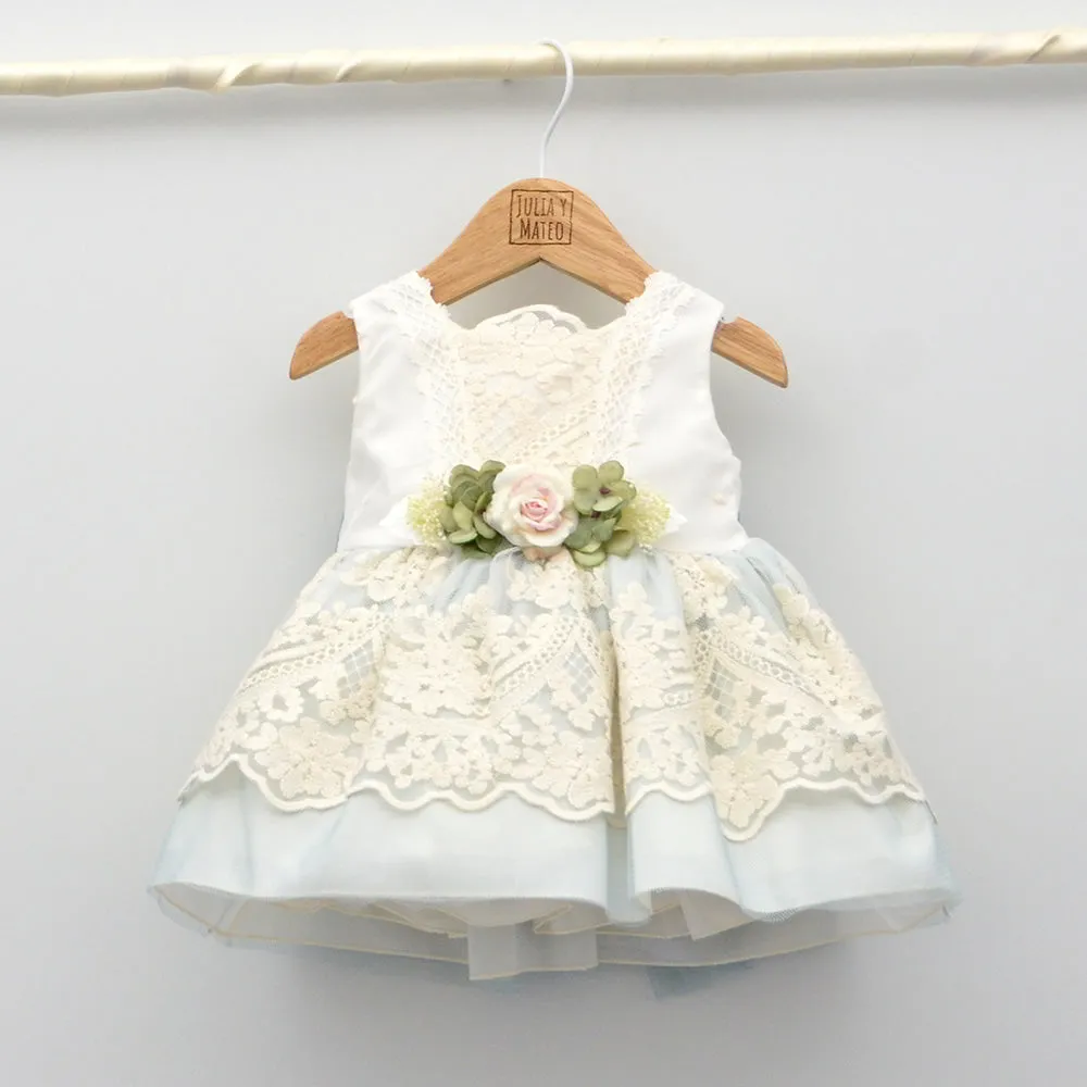 Vestido bebés de tul bordado Sara