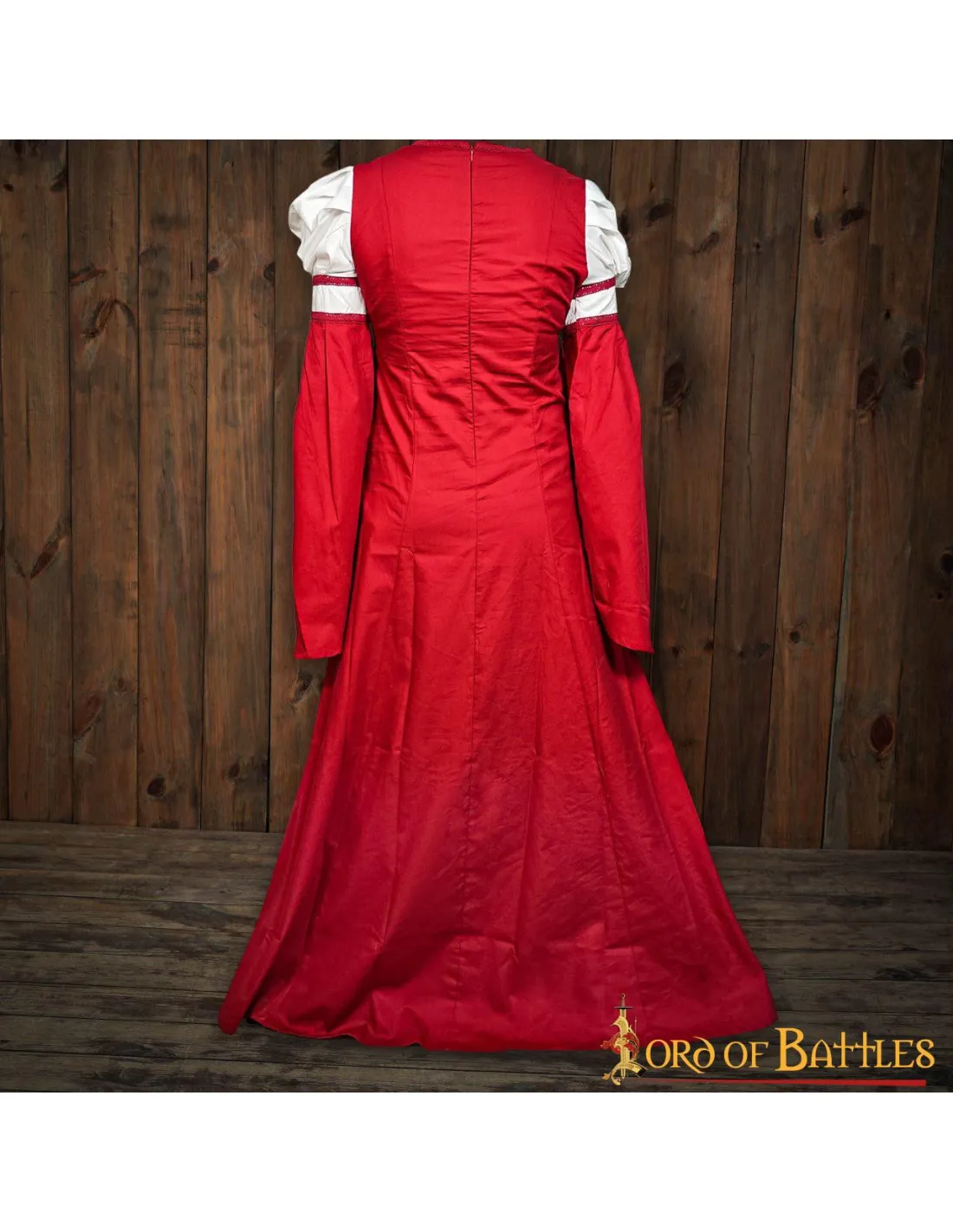 VESTIDO MEDIEVAL DE DAMISELA ISABEL, BLANCOROJO